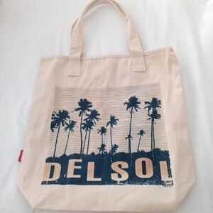 Del Sol cream canvas tote bag